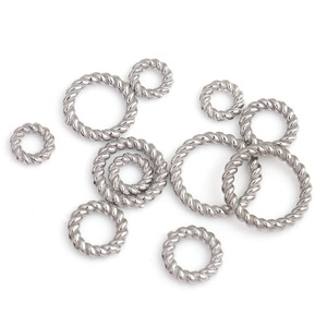 Anneaux torsadés en acier inoxydable pour la fabrication de bracelets, couleur or et argent, plaqué or 18 carats, accessoires de bijouterie H1694 - Product Image 5