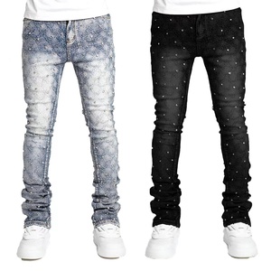 <span class=keywords><strong>Jeans</strong></span> <span class=keywords><strong>Cargo</strong></span> da Uomo Streetwear all'Ingrosso, Pantaloni in Denim Dritti e Impilati, <span class=keywords><strong>Jeans</strong></span> da Uomo con Diamanti - Product Image 1