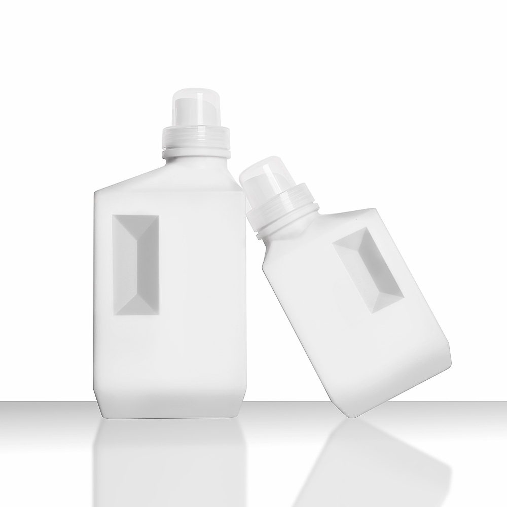 Custom 500ml 1000ml Белая Квадратная пустая полиэтиленовая пластиковая бутылка для стирального порошка 1 л
