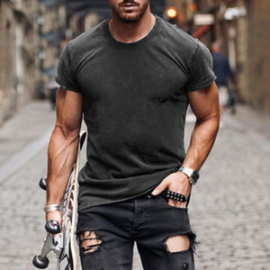 T-shirt décontracté pour homme en jersey 100 % coton, col rond, manches courtes, uni, respirant et à séchage rapide, marque OEM - Product Image 4