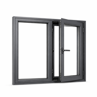 Fenêtre à battant en aluminium en gros, ouverture vers l'intérieur, triple vitrage noir, design moderne, couleur RAL, résistance aux ouragans