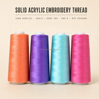 Fil à broder en acrylique pour broderie sur serviette et point de chaînette 24S 2 brins 875 couleurs 3000 yards uni