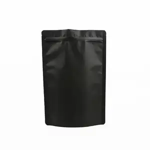 Emballage noir mat refermable pochette debout emballage en feuille d'aluminium sac à fermeture éclair sacs de nourriture de stockage Doypack Mylar
