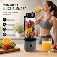 Hotselling 450ml 6-blads glazen blender, USB oplaadbaar, ijs-smoothie maker, mini-sapcentrifuge beker voor buiten, reizen en dagelijks gebruik