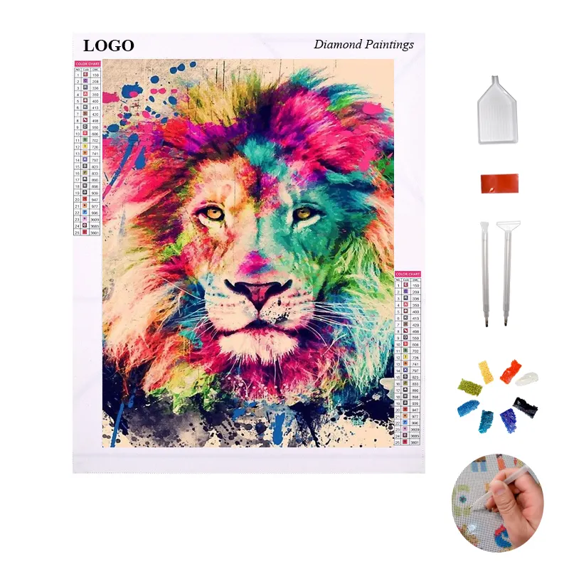 Un leone colorato rotondo o quadrato trapano diamante ricamo kit decorazione della casa regalo pittura diamante pieno fai da te