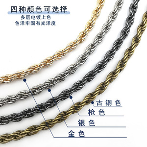 Twisted Chain Necklace Zinc Alloy Unisex Daily Wear Gold Silver Gunmetal Antique Bronze Color Options - Product Image 1