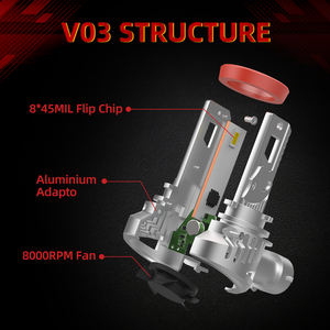 Systèmes d'éclairage automobile NAOEVO lumière led V03 70w ventilateur h3 lampe h11 voiture accessoire électrique logo à vendre ampoule 9005 phare h7 led - Product Image 2