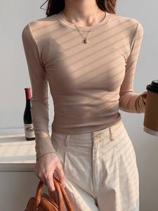 <span class=keywords><strong>Maglietta</strong></span> <span class=keywords><strong>nera</strong></span> americana a girocollo stretta a maniche lunghe a Base da donna a vita alta Top corto sottile con camicia di Base autunno e inverno - Product Image 3