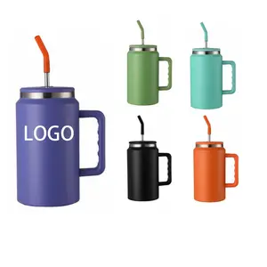 Cuppark 50oz thép không gỉ Mug Tumbler cách nhiệt chân không Flask Mug với rơm