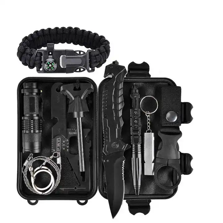 Survival ParaCord Bracelet With Camping Gear,Compass,Whistle,Fire Starter  Scrape | eBay