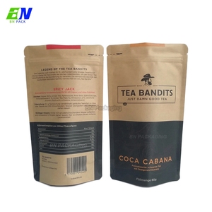 Sachets d'emballage réutilisables en papier <span class=keywords><strong>kraft</strong></span>, sacs en papier <span class=keywords><strong>kraft</strong></span> à fermeture éclair écologique pour sachets de thé biodégradables, pièces - Product Image 3