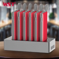 WST – Station de recharge portable pour téléphones portables avec câble intégré, batterie externe 10000 mAh à 6 emplacements pour restaurants – Partage gratuit