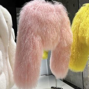 Tendenze Moda 2025 <span class=keywords><strong>Cappotto</strong></span> Invernale Corto in Pelliccia Gialla di Mongolia Pellicce di Pecora da <span class=keywords><strong>Donna</strong></span> - Product Image 3