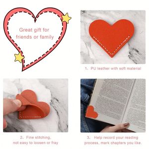 Marcadores de Libros de Cuero PU Hechos a Mano, Coloridos, con Forma de Corazón, Accesorios para Libros para Estudiantes - Product Image 2