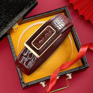 Cintura da <span class=keywords><strong>Uomo</strong></span> di Alta Gamma in Pelle di Coccodrillo con Fibbia in Acciaio, Versatile Cintura Elegante per <span class=keywords><strong>Uomo</strong></span> - Product Image 4