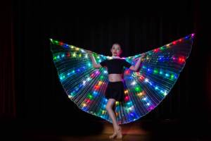 LED Grandi Ali Costumi di Danza Glow Danza Del Ventre Performa Abbigliamento Luminoso Per Dancer - Product Image 3