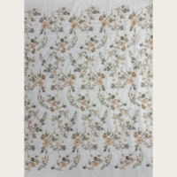 Tulle brodé de petites fleurs et de sequins style forêt, 3 couleurs, pour Qipao, Hanfu, robe de soirée
