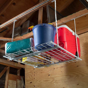 JH-Mech Étagère de montage au <span class=keywords><strong>plafond</strong></span> blanche à usage intensif pour bacs suspendus Étagère solide facile à assembler pour <span class=keywords><strong>plafond</strong></span> de garage - Product Image 6