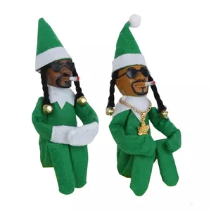 2023 Novelty Christmas Gift Christmas Elf Toy Wearing Sunglasses Cigarette Funny Decoration Home Ornament