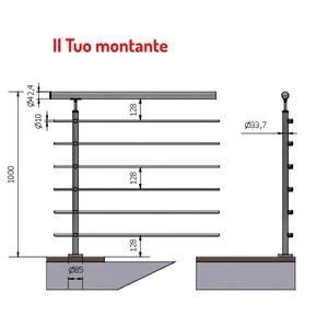 SKU-VERTICAL REDONDO Ø 33,7 PARA 6 RATIN AISI 304 ACERO INOXIDABLE FIJACIÓN TRAVESAÑO ALTURA 1,00 m - Product Image 1