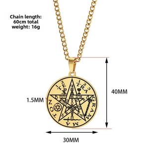 Hiphop jimat Hip Hop bintang berujung lima liontin baja Titanium Pria Wanita segel Kabbalah - Product Image 2