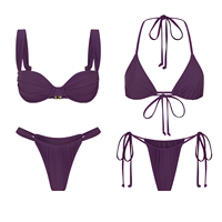 Produsen Pakaian Renang Khusus, Jahitan Zig Zag Berkelanjutan, Set Bikini yang Dapat Disesuaikan dan Menawan untuk Wanita