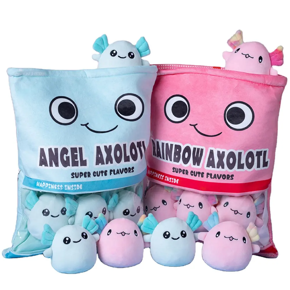 Nettes Kawaii Axolotl Plüsch tier Hugging Kissen Set Benutzer definierte Kuscheltier Abnehmbare Salamander Axolotl Snack Kissen Spielzeug