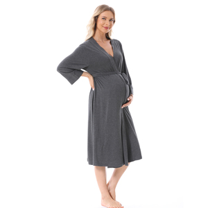 <strong>Maternity</strong> <strong>Pajamas</strong> Pregnant Women Lounge Wear Breastfeeding Wrap Dress <strong>Hospital</strong> Nursing Robe Plus Size Soft Fabric - Product Image 3