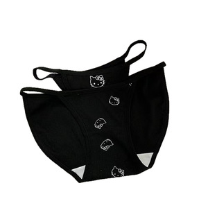 Culottes sexy à fente haute pour femmes, motif chat de dessin animé, style pur et séduisant, culottes en coton, confortables - Product Image 5