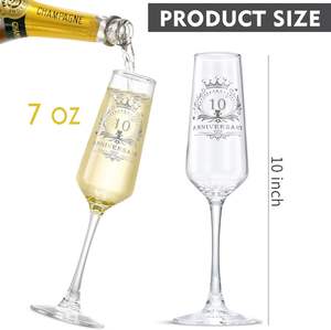 10 ° <span class=keywords><strong>aniversario</strong></span> de boda regalo reutilizable 210ml cristal para flautas de champán diamantes de imitación tachonado juego de copas de <span class=keywords><strong>vino</strong></span> blanco - Product Image 3