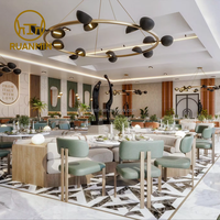 Nouveaux meubles de restaurant avec style luxueux Thèmes blancs et verts Ensemble de meubles commerciaux à guichet unique pour banquets et hôtels
