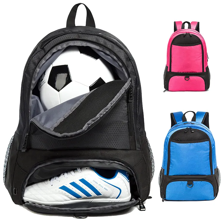 Fully Custom Logo Multipurpose Rugged and Durable Independent Shoe Compartment Blue Basketball Soccer Gym Fitness Backpack