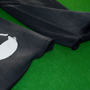 Ensemble de survêtement pour homme, sweat-shirt et pantalon de survêtement évasé, imprimé <span class=keywords><strong>Om</strong></span>, délavage acide, ourlet brut, 100% coton, respirant, écologique - Product Image 5