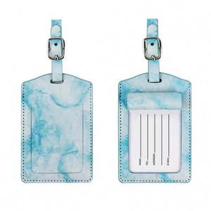 Étiquettes de bagages en cuir PU 7x11cm imperméables et écologiques, avec impression par transfert thermique, pour le voyage - Vente en gros usine - Product Image 4