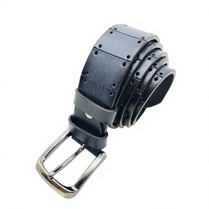 Cinturón de Cuero 100% Vacuno Personalizado OEM ODM con Hebilla Cuadrada de Acero, Ecológico, Vintage, para Hombre, Personalizable, de 38 cm de Ancho, Sólido, en Oferta - Product Image 6