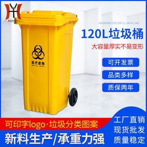 Poubelle de recyclage 120L rectangulaire extérieure en HDPE avec roues pour tri des déchets - Product Image 2