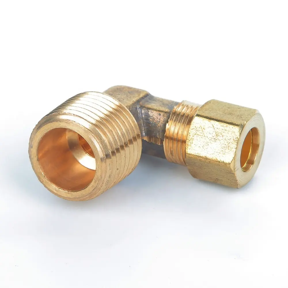 Messing Ferrule Slang Compressie Buisfittingen, Messing Man Naar Koper Connector Elleboog Messing Fittingen