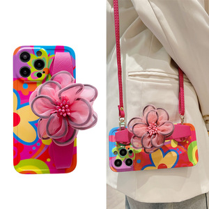<span class=keywords><strong>Coque</strong></span> de <span class=keywords><strong>téléphone</strong></span> à fleurs colorées personnalisées avec bracelet pour tous les téléphones - Product Image 4
