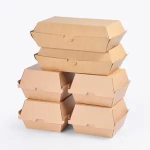 China Factory Kraft Paper Burger Box Custom Recyclable Paper Hamburger Box