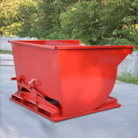 Bac à copeaux auto-vidant en acier épaissi - Boîte à palettes pour chariot élévateur à grande capacité pour copeaux de fer d'usinage/déchets industriels