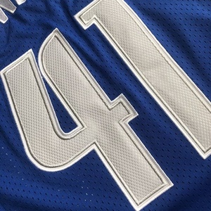 Listo para enviar <span class=keywords><strong>Dirk</strong></span> <span class=keywords><strong>Nowitzki</strong></span> Blue Hall of Fame Camiseta de baloncesto bordada de la mejor calidad - Product Image 2