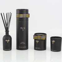Boîte à bougies de mariage tubulaire noire populaire en gros, bougies en verre parfumées à la cire de soja de luxe