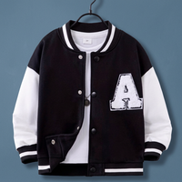 Veste universitaire unisexe noire et blanche à blocs de couleur, style baseball, simple boutonnage, avec applique lettre A