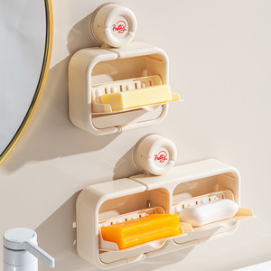 Pretty Suction Cup Soap Dish Wall Mount Drainable Rectangular ABS Minimalist Design For Bathroom Use - Product Image 1