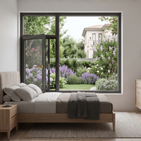 Fenêtres à battants contemporaines en aluminium, grands panneaux de verre, profilés fins, double vitrage pour villas modernes