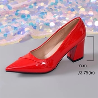 Nouvelles Escarpins Élégants et Brillants en Similicuir pour Femme, Confortables et Doux, à Talon Carré de 7 cm, Bout Pointu, Idéals pour l'Été et les Fêtes 2026