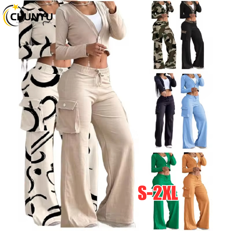 Ensemble deux pièces vêtements pour femmes Patchwork pantalon à