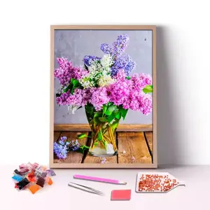 Full Drill Customized Pictures Arts Craft DIY 5D Crystal Embroidery Diamond Pink Flower Paintings For Adults