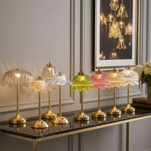 Vintage Gold <strong>Crystal</strong> Shade Cordless <strong>Table</strong> <strong>Lamp</strong>, Touch Dimming LED, Wedding Party Gift Decor, USB Charging, Custom Logo - Product Image 1