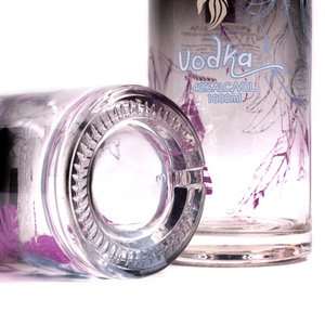 Ron de impresión transparente de fondo grueso pesado, tapa de corcho extra de pedernal, tequila personalizado, botella de licor vacía de 1 litro, 750ml - Product Image 3